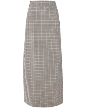 Rabanne Geruite Midi-Rok - Grijs