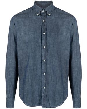 Deperlu Button-Down Collar Cotton Shirt - Blue