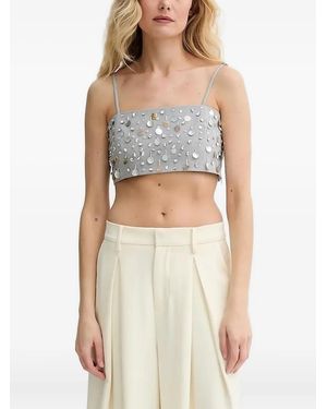 Isabelle Blanche Embellished-Strappy Top - Gray