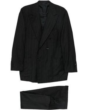 Kiton Traje A Rayas Diplomáticas - Negro