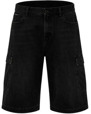 Dolce & Gabbana Short En Jean À Poches Cargo - Black