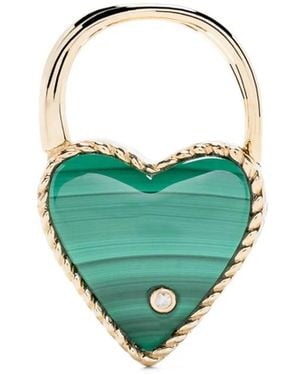 Yvonne Léon Creole Cadenas Coeur Diamond Earring - Green