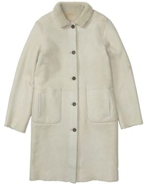 Closed Reversible Single-Breasted Shearling Coat - Grey