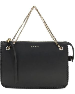 Etro Braided-Trim Leather Crossbody Bag - Black