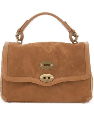 Zanellato Mini Postina Studded Suede Tote Bag - Brown