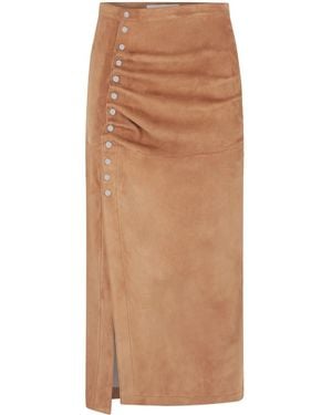 Rabanne Suede Midi Skirt - Brown