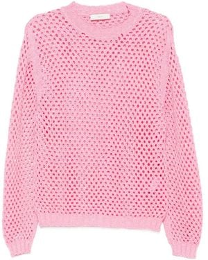 Akep Sequin-Embellished Open-Knit Sweater - Pink