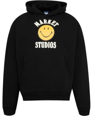 Market Hoodie Met Logoprint - Zwart