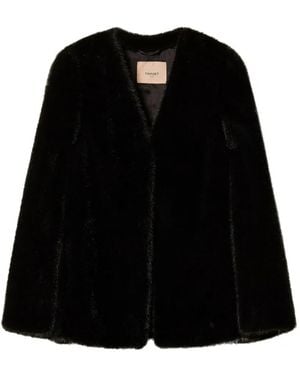 Twinset Faux Fur Cape Jacket - Black