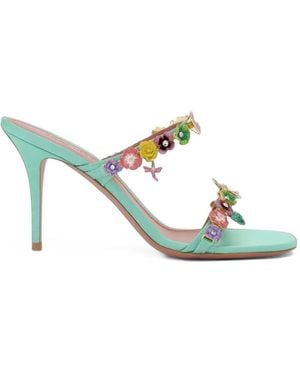 AMINA MUADDI Vittoria Flower-Embellished Sandals - White