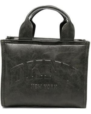 DKNY Logo-Embossed Metallic Tote Bag - Black