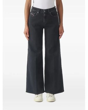 DIESEL Logo-Patch Wide-Leg Jeans - Black