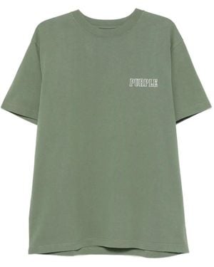 Purple Brand Logo-Print Jersey T-Shirt - Green