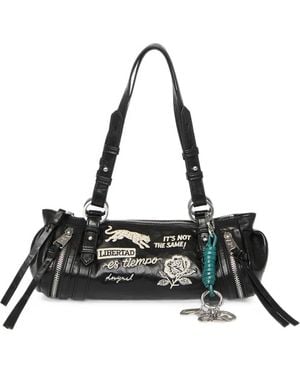 Desigual Medium Shopper Met Borduurwerk En Ritsdetail - Zwart