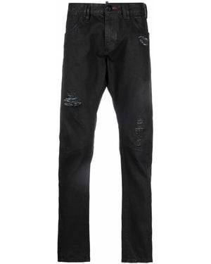 Philipp Plein Distressed Skinny-Cut Jeans - Black