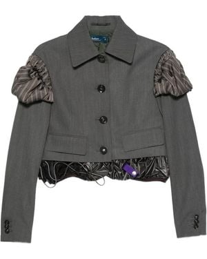Kolor Ruffled-Detail Cropped Jacket - Gray