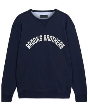 Brooks Brothers Crew-Neck Logo-Print Sweatshirt - Blue