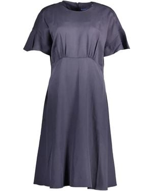 GANT Flutter-Sleeve A-Line Midi Dress - Blue
