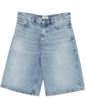 TOTEME Denim Cotton Bermuda Shorts - Blue