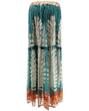 BYE Firenze Gale Palme Leaf-Print Maxi Skirt - Green
