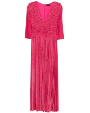 Liu Jo Long Pleated Lurex Dress - Pink