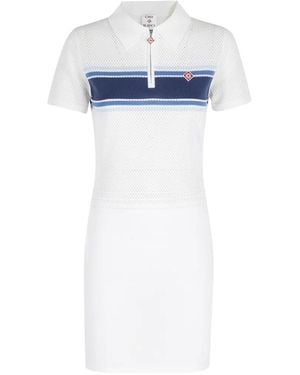 CASABLANCA Perforated Striped Dress - White