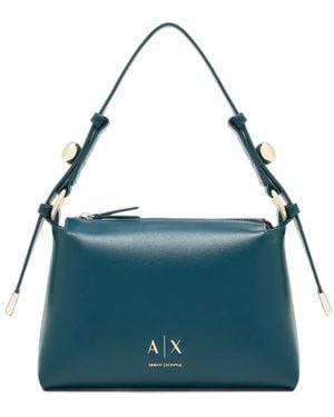 ARMANI EXCHANGE Logo-Plaque Tote Bag - Blue
