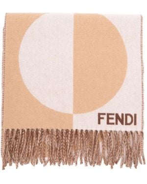 Fendi パターン フリンジ スカーフ - ホワイト