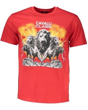 Roberto Cavalli Lion-Print T-Shirt - Red