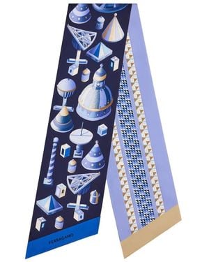 Ferragamo Schal Mit Renaissance-Print - Blau