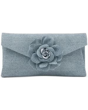 Twentyfourhaitch Javea Flower-Appliqué Clutch Bag - Blue