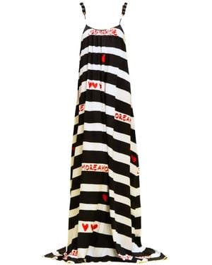 ALESSANDRO ENRIQUEZ Striped Heart-Print Maxi Dress - White