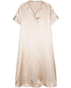 Eleventy Satin Silk Midi Dress - Natural