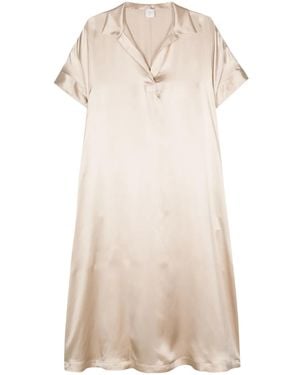 Eleventy Satin Silk Midi Dress - Natural
