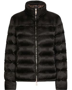 Dolce & Gabbana Dna Monogram-Jacquard Puffer Jacket - Black