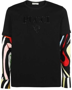 Emilio Pucci T-Shirt mit Logo-Prägung - Schwarz