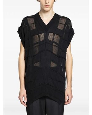 Halo Sheer-Panelled T-Shirt - Black