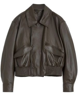 Lemaire Leather Bomber Jacket - Black