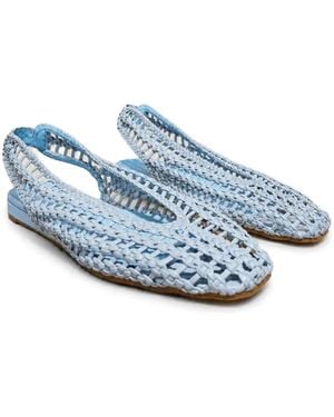 Poche Paris Woven Slingback Court Shoes - Blue