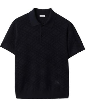 Burberry Check-Wool Polo Shirt - Black