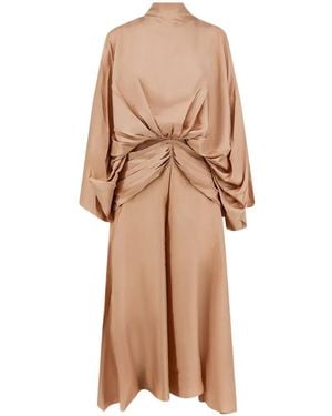 Zimmermann Valiant Draped Silk Midi Dress - Natural