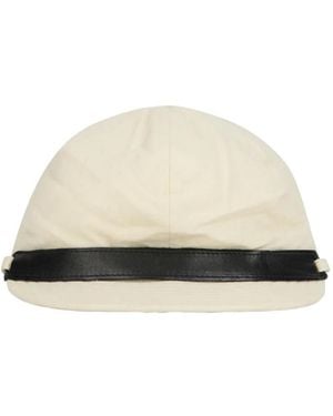 Alberta Ferretti Leather-Band Logo-Plaque Hat - White