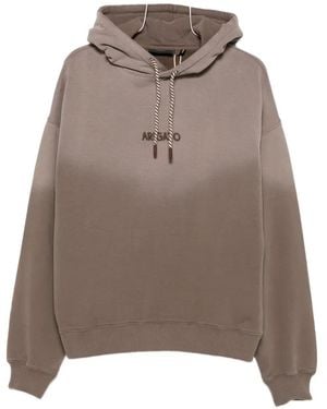 Axel Arigato Logo-Embroidered Drawstring Hoodie - Brown