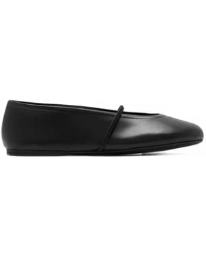 Miu Miu Logo-Embossed Elasticated-Strap Ballet Flats - Black