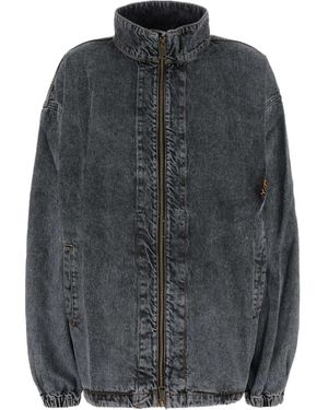 Y. Project Funnel-Neck Denim Jacket - Gray