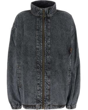 Y. Project Funnel-Neck Denim Jacket - Gray