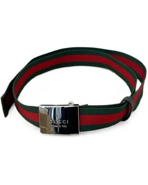 Gucci Web-Stripe Plaque-Buckle Belt - Black