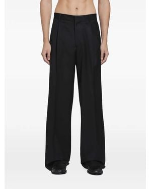 Lardini Pleated Wide-Leg Pants - Black