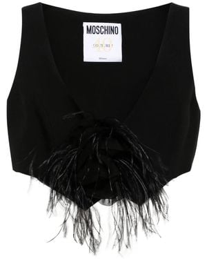 Moschino Floral-Appliqué Top - Black