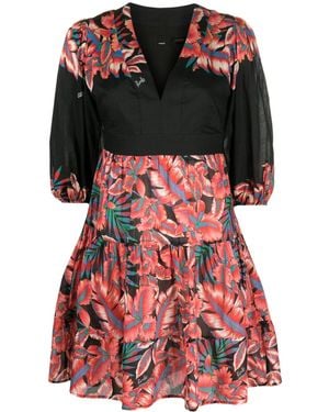 Pinko Floral-Print Cotton Minidress - Red